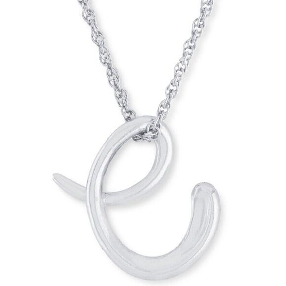 Sterling Silver 'E' Initial Pendant Necklace Style Chic Elegant Fashion Stunning - Picture 1 of 4
